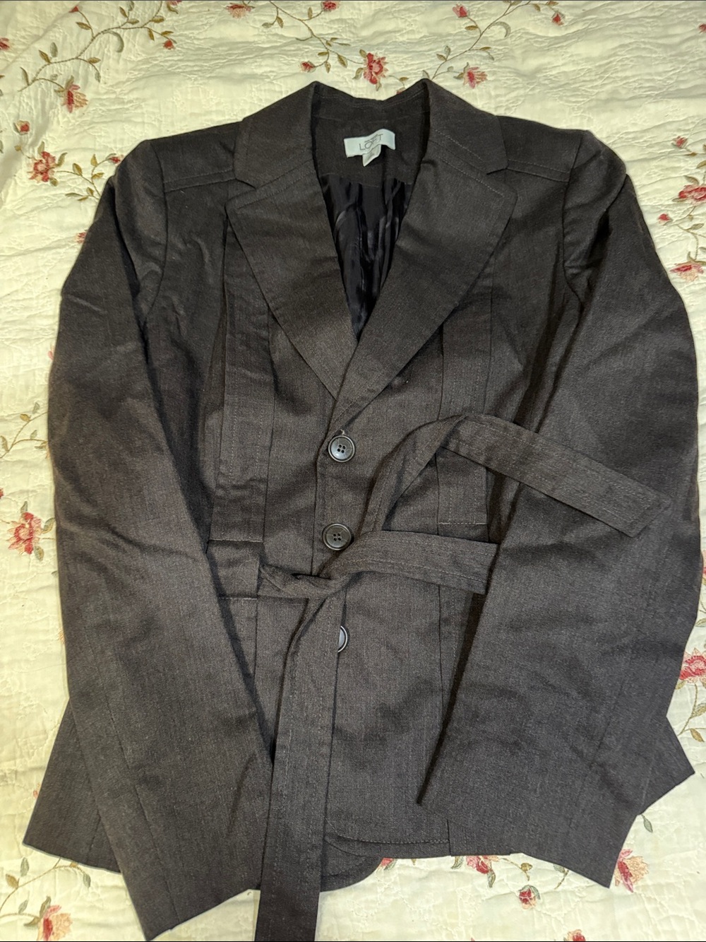 LOFT Dark Brown Belted Trench Coat Jacket